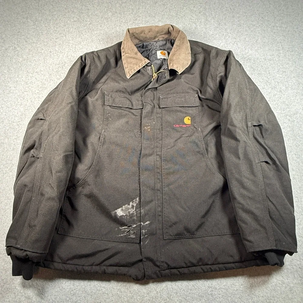 Carhartt Duck Canvas Detroit Jacket Blanket Lined Distressed Men's 2XL